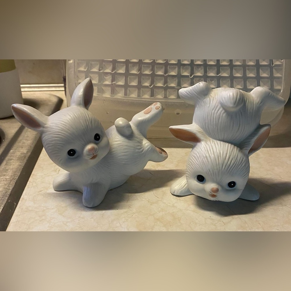 Home Interior set of two bunnies